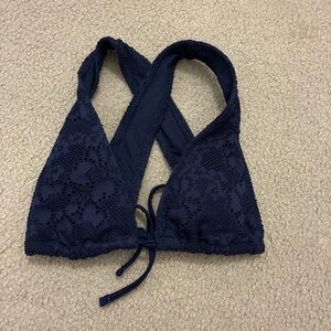 Aerie Navy Blue Lace Halter Bikini Top